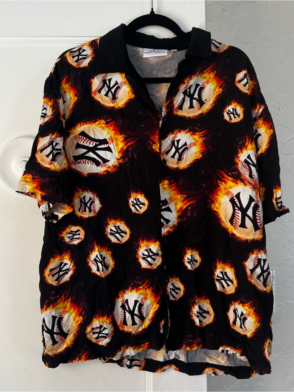 Pleasures x MLB New York Yankees Flame Baseball Print Shirt